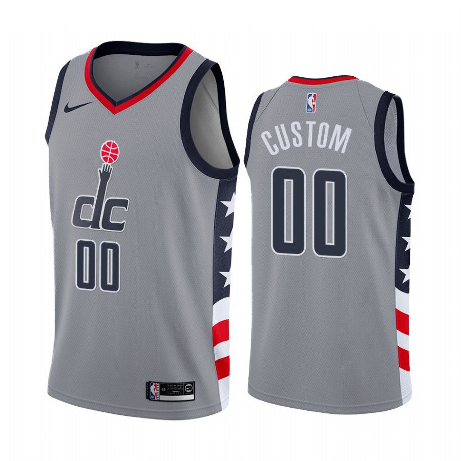 Men Washington Wizards #00 custom gray city edition 2020 nba jersey->washington wizards->NBA Jersey